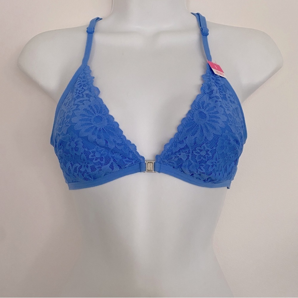 NWT PINK Cerulean Blue Lace Racerback Bralette